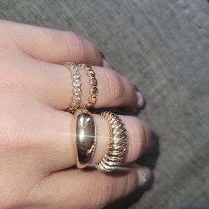 Elegant Gold and Silver Ring Set
